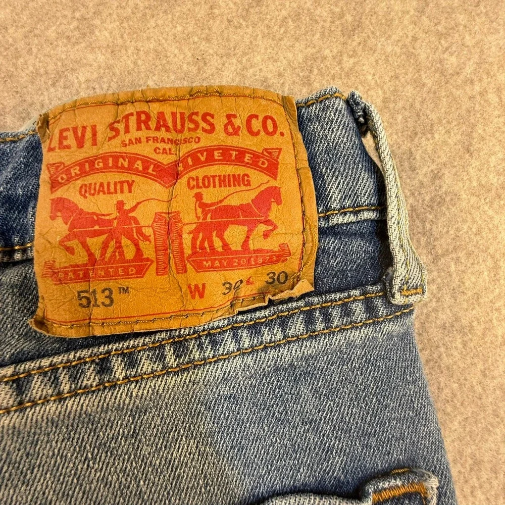 Levis 513 Slim Straight Jeans Mens W30 L30 Medium‎ Wash Blue Denim Pants